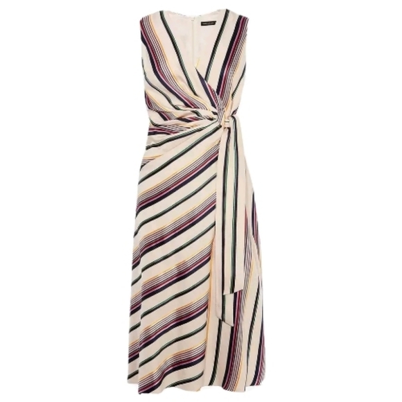 Karen Millen Dresses & Skirts - Karen Millen Striped Wrap Dress Asymmetrical Hem N
